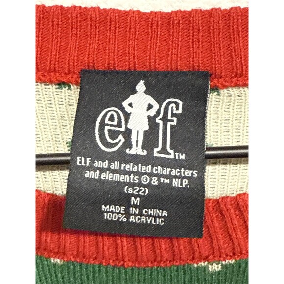 Buddy The Elf men’s M ugly Christmas sweater Raised By Elves ! - Picture 3 of 8